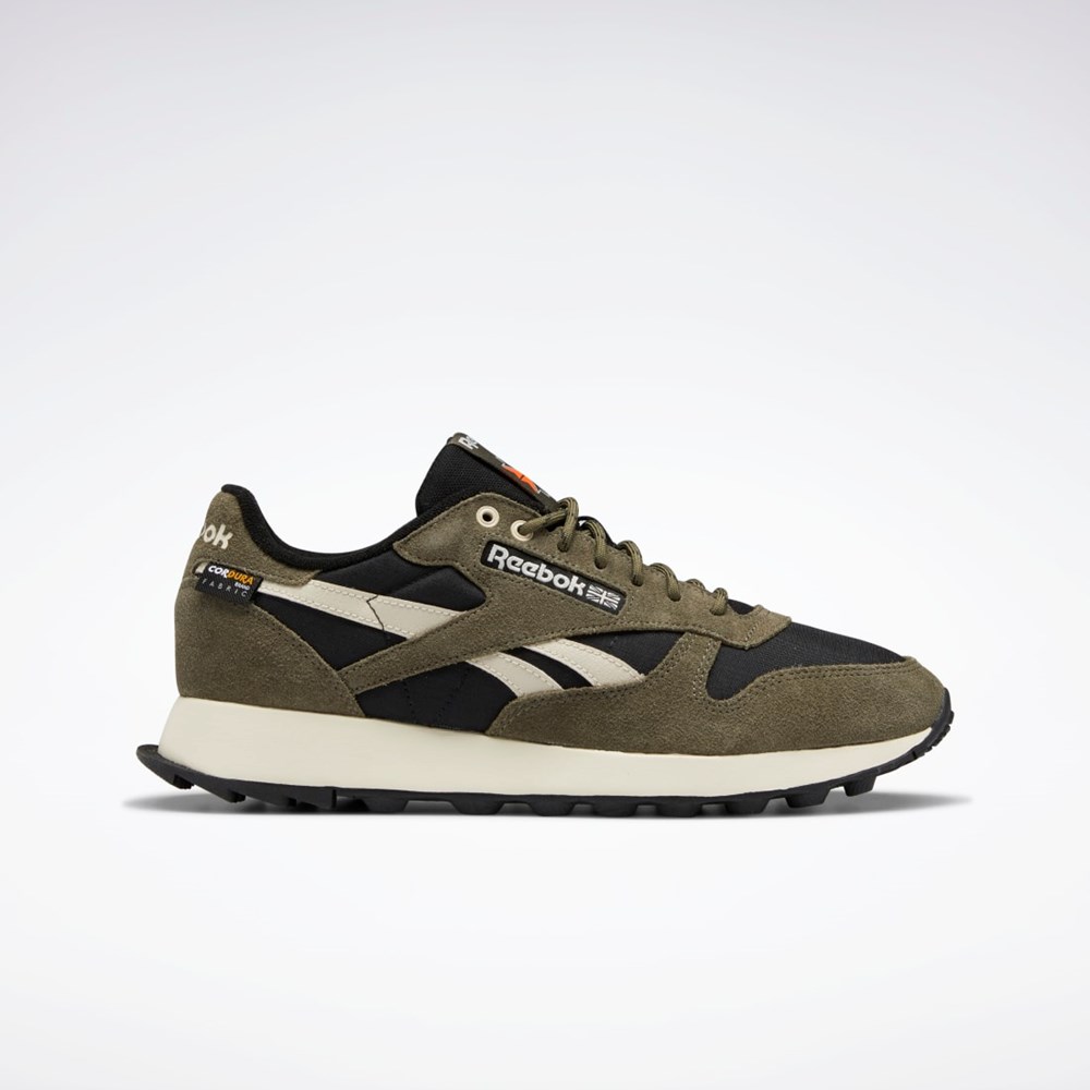 Reebok Classic Leather Shoes Mustat Vihreä | AWYHLB-079