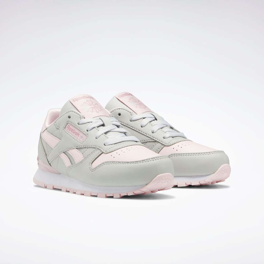 Reebok Classic Leather Step 'n' Flash Shoes - Preschool Harmaat Harmaat Pinkki | QFAVYE-689