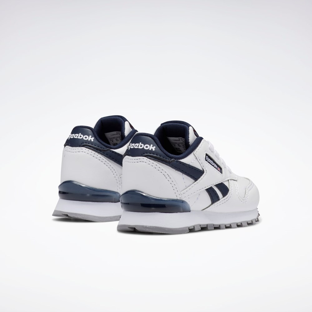 Reebok Classic Leather Step 'n' Flash Shoes - Toddler Valkoinen Valkoinen Laivastonsininen | UBQHWI-932