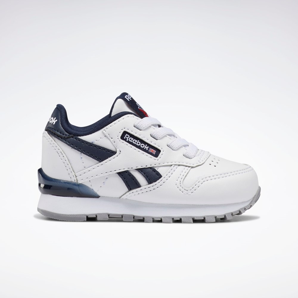 Reebok Classic Leather Step 'n' Flash Shoes - Toddler Valkoinen Valkoinen Laivastonsininen | UBQHWI-932