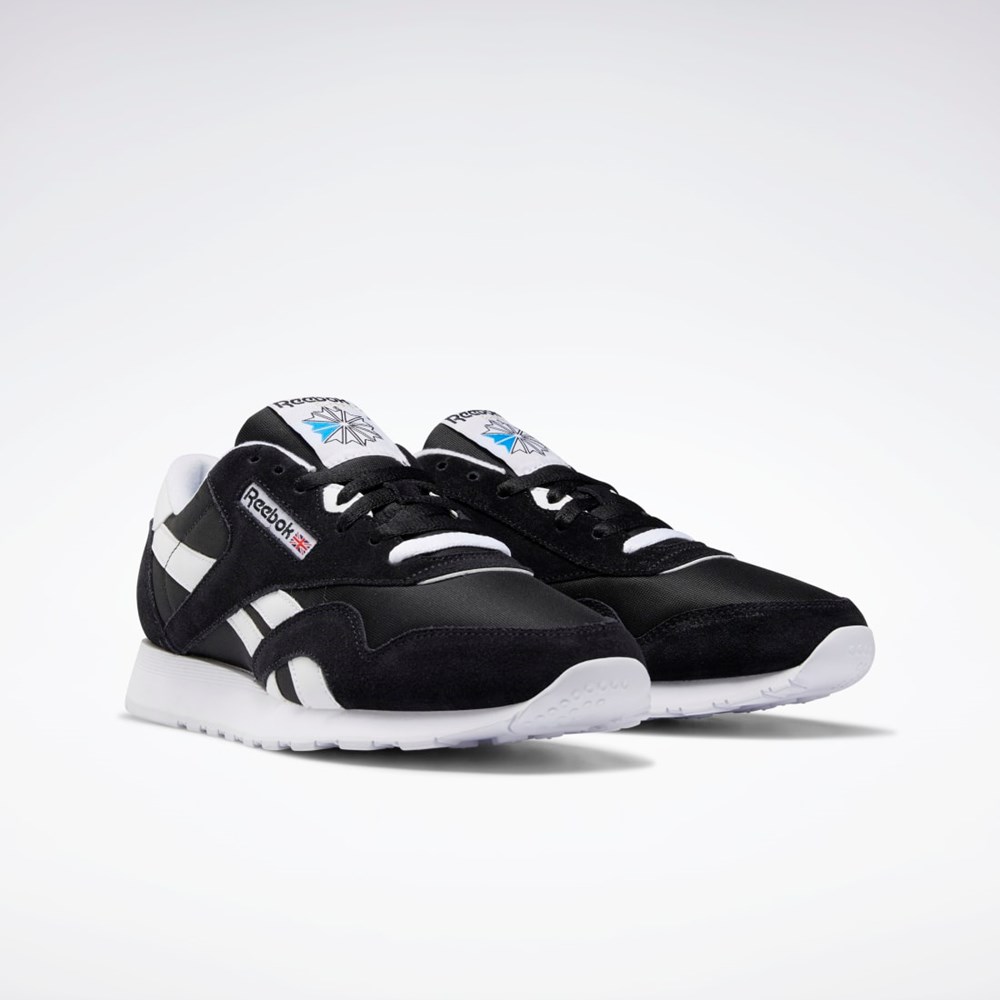 Reebok Classic Nylon Shoes Mustat Mustat Valkoinen | NKUWLQ-875