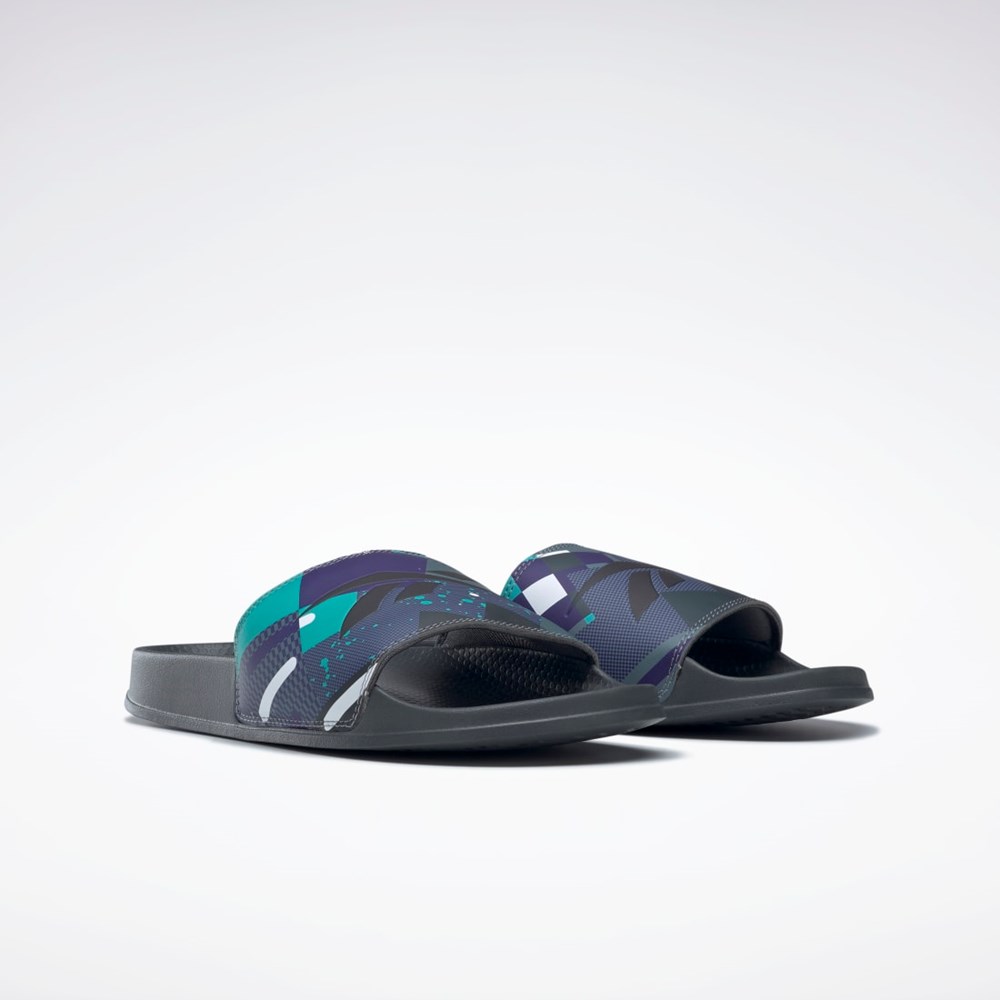 Reebok Classic Slides Mustat Harmaat Harmaat | KVBSLF-937