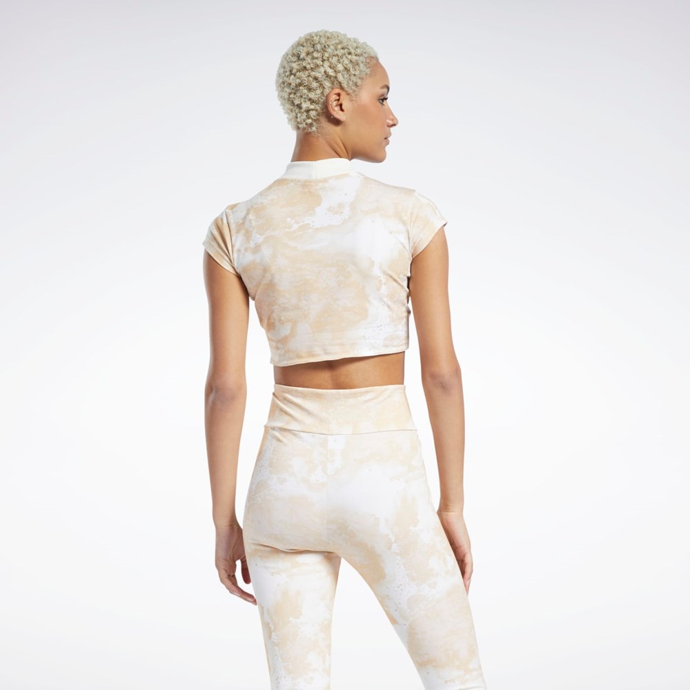 Reebok Classics Cloud Splatter-Print Lyhyt Sleeve Cropped T-Shirt Stucco | ZOCLXV-231