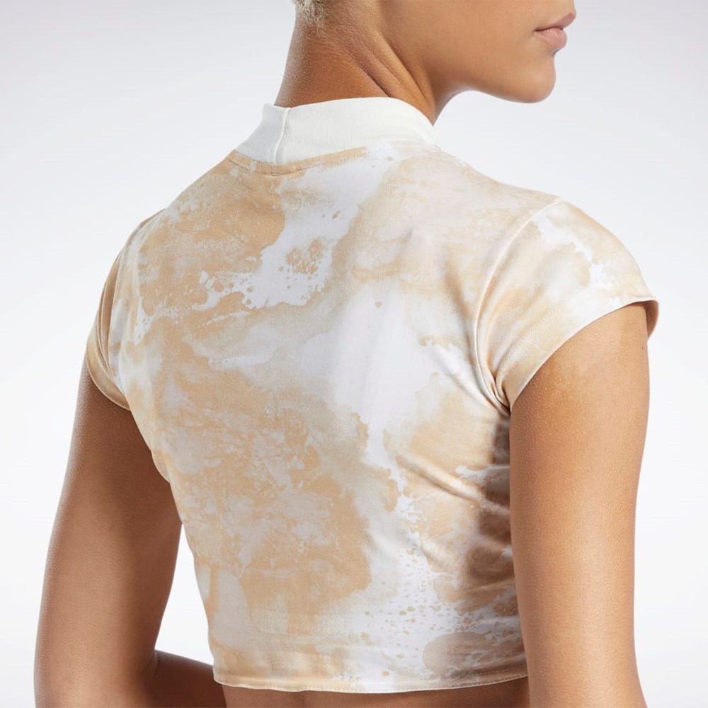 Reebok Classics Cloud Splatter-Print Lyhyt Sleeve Cropped T-Shirt Stucco | ZOCLXV-231