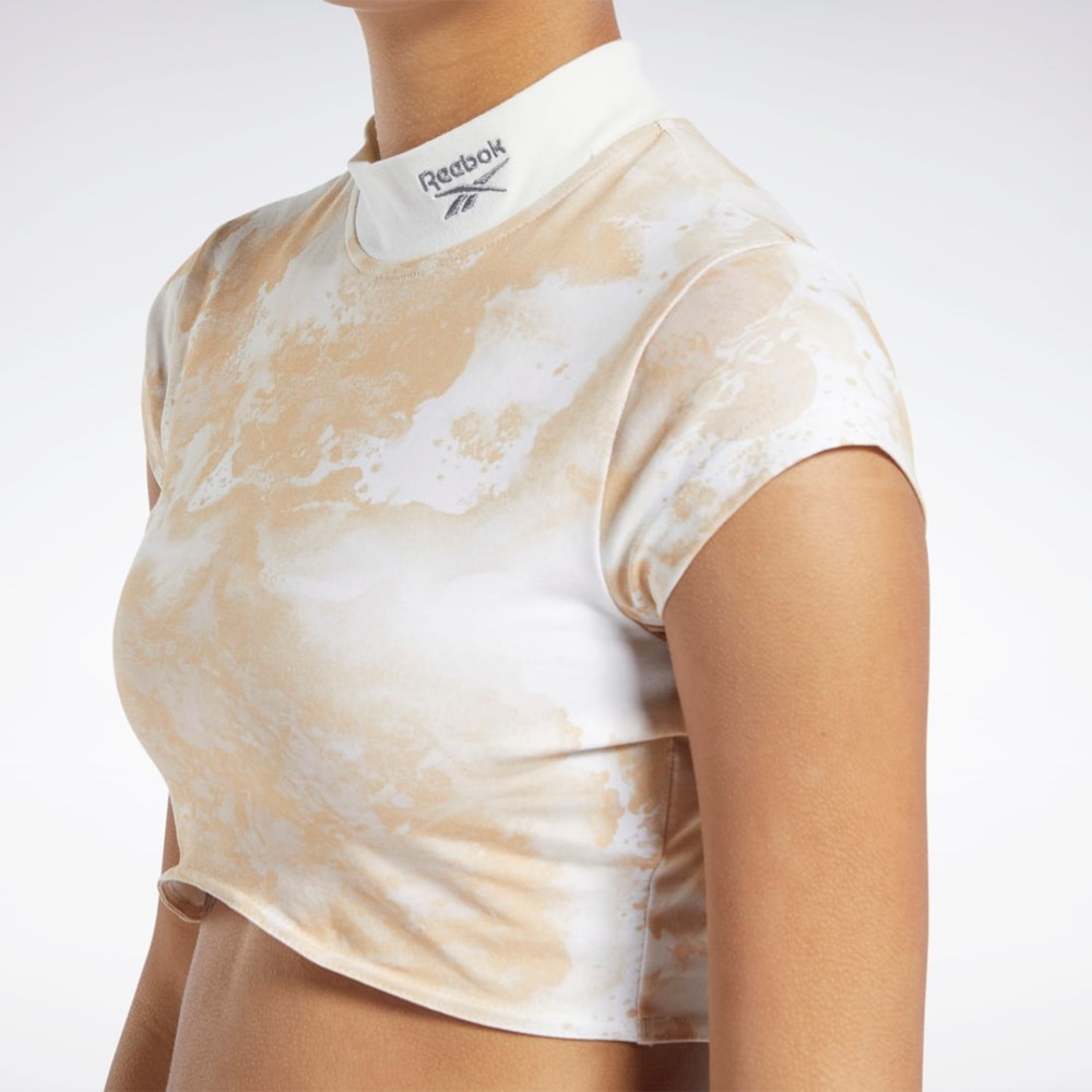 Reebok Classics Cloud Splatter-Print Lyhyt Sleeve Cropped T-Shirt Stucco | ZOCLXV-231
