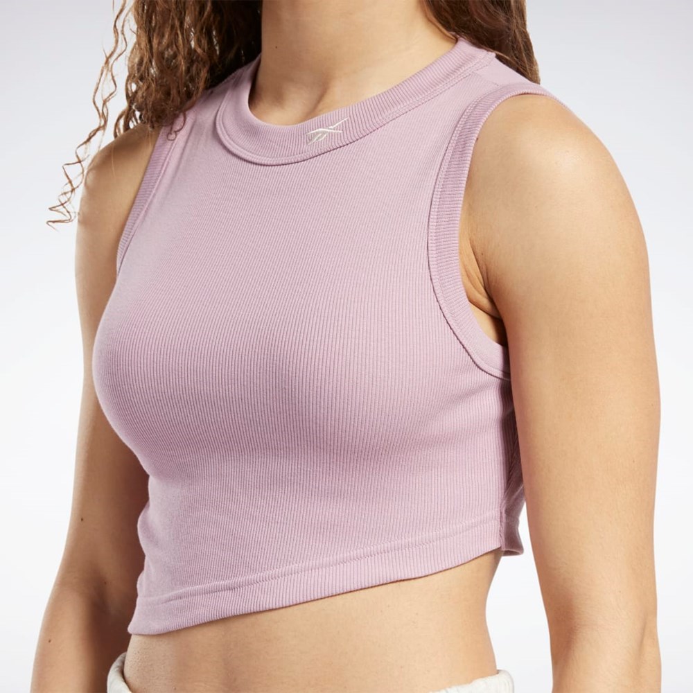 Reebok Classics Cropped Ribbed Tank Top Infused Lilac | HZLKED-264