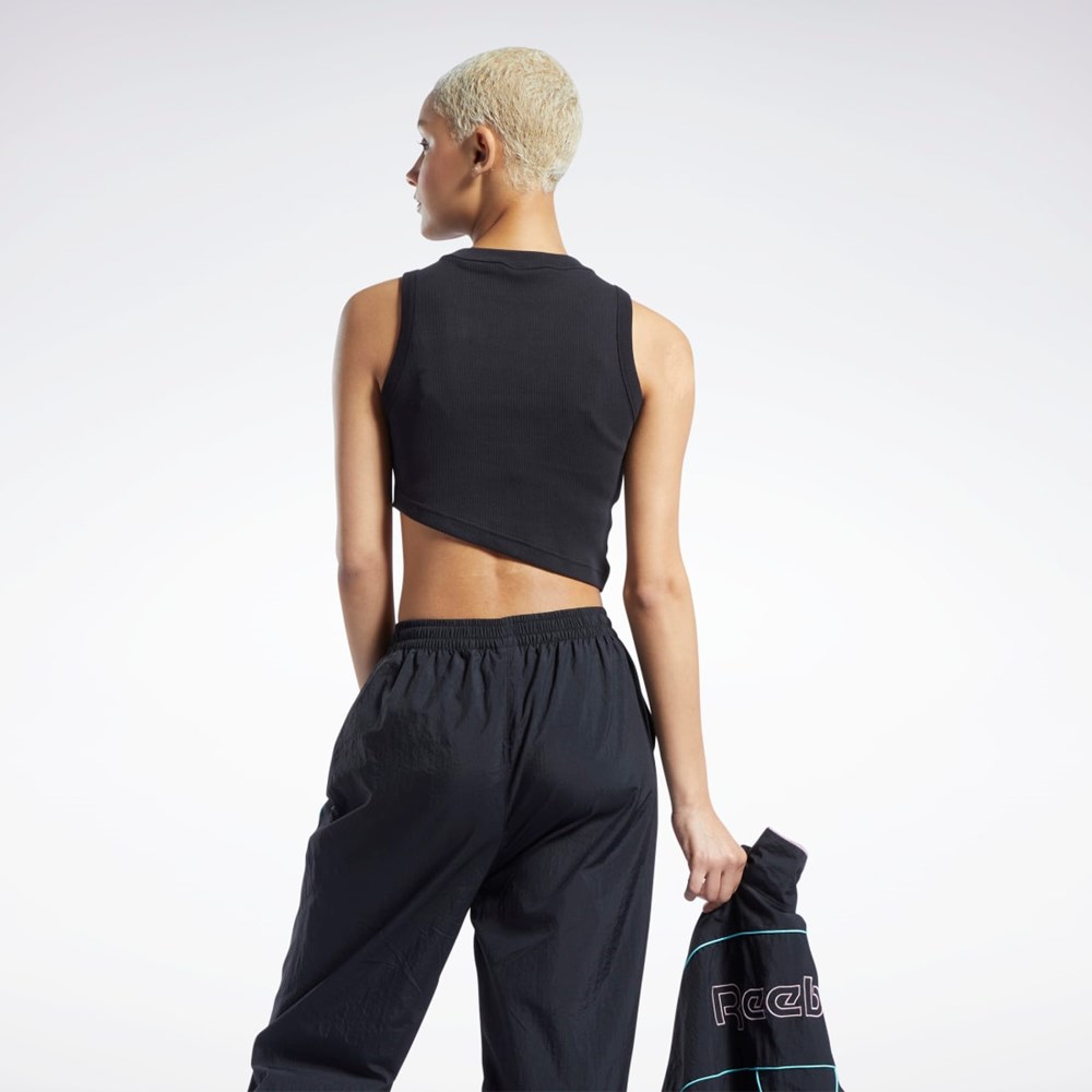 Reebok Classics Cropped Ribbed Tank Top Mustat | XVBYTU-073
