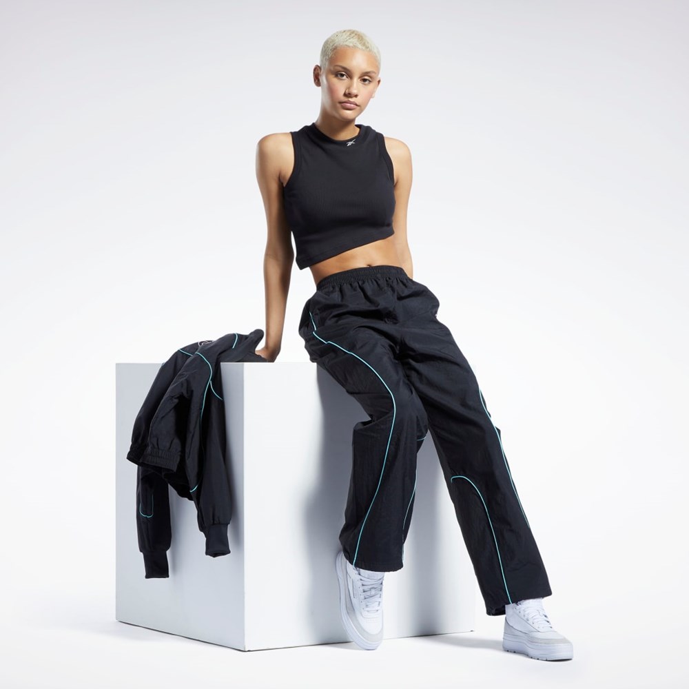 Reebok Classics Cropped Ribbed Tank Top Mustat | XVBYTU-073