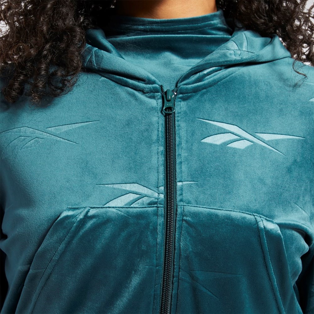 Reebok Classics Energy Q4 Velour Zip-Up Sweatshirt Vihreä | XNYIPM-057