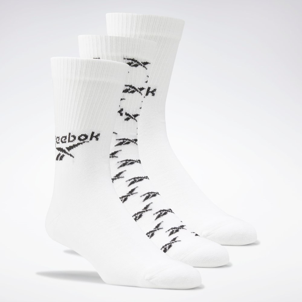 Reebok Classics Fold-Over Crew Socks 3 Pairs Valkoinen | VJSGFD-281