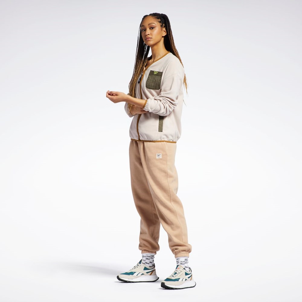 Reebok Classics Polar Fleece Zip-Up Jacket Soft Ecru | KESQNZ-814