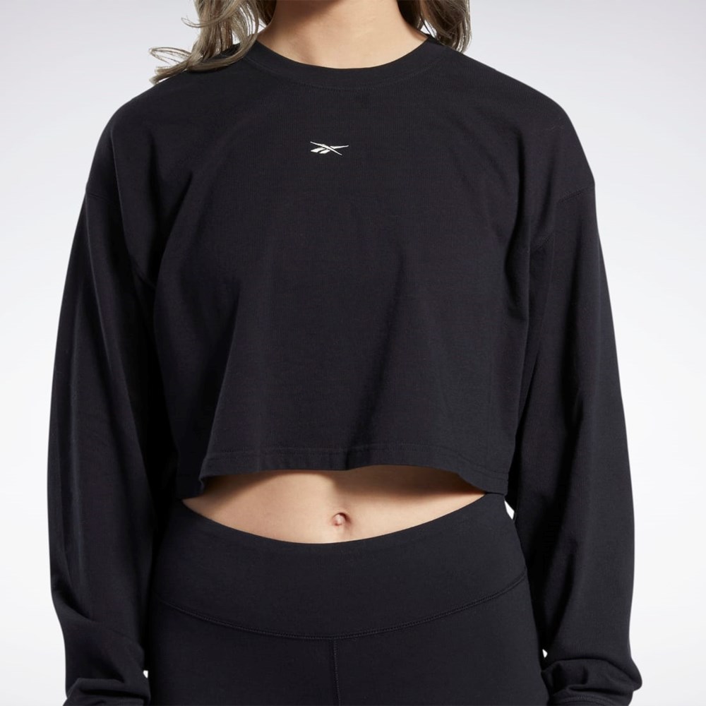 Reebok Classics Puuvilla Long Sleeve T-Shirt Mustat | JSIMKU-605