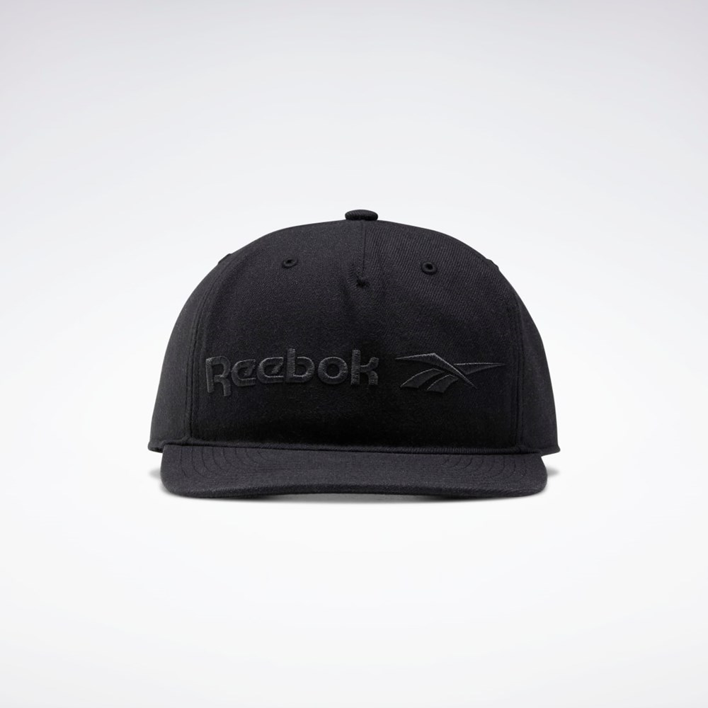 Reebok Classics Vector Litteät Peak Hat Mustat Mustat Mustat | IQKBZJ-618