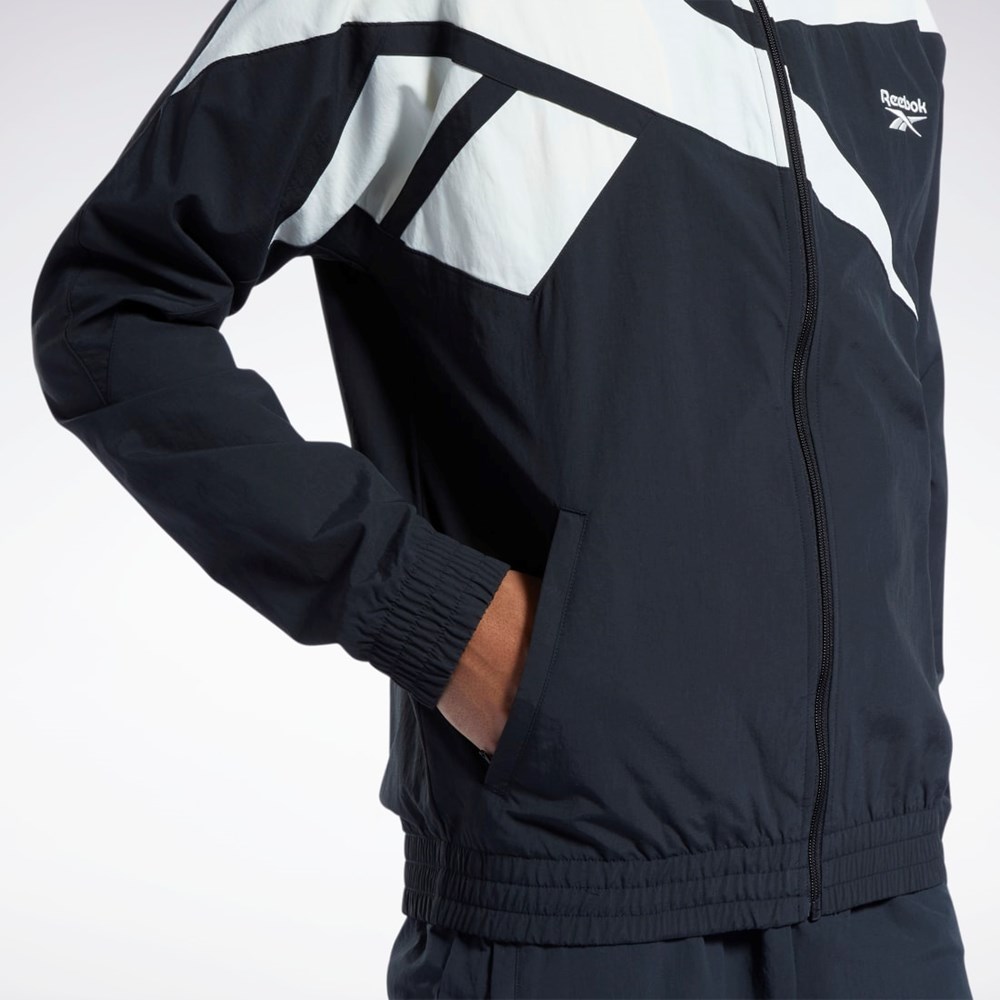 Reebok Classics Vector Track Jacket Mustat Mustat | CVRMWX-392