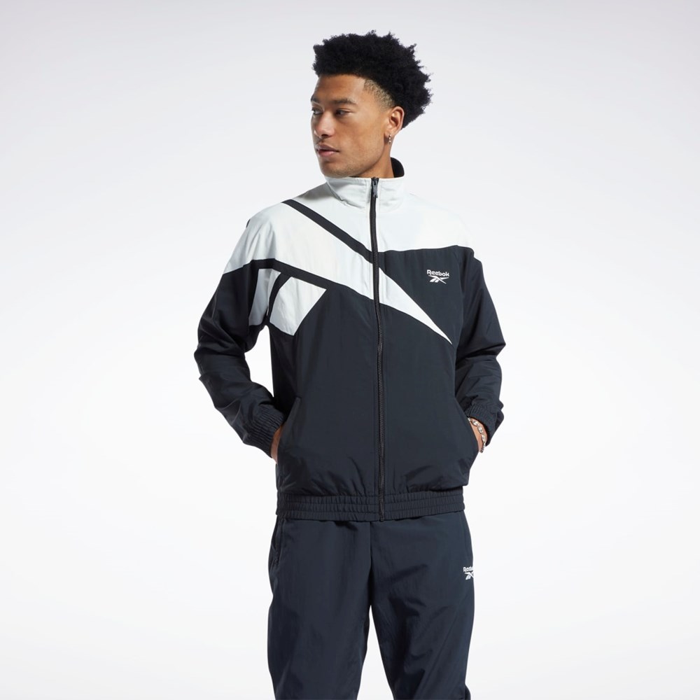 Reebok Classics Vector Track Jacket Mustat Mustat | CVRMWX-392