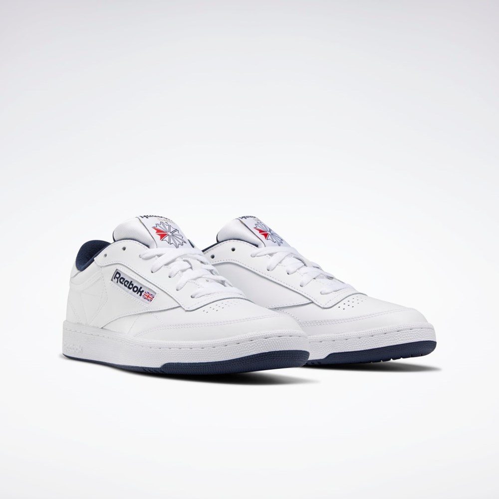 Reebok Club C 85 Shoes Valkoinen Laivastonsininen | TMDPNR-391