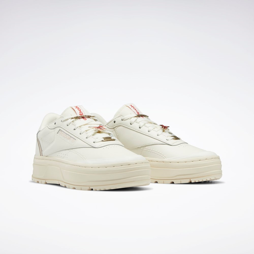 Reebok Club C Double GEO Shoes Chalk / Alabaster / Soft Ecru | WQHYPV-371