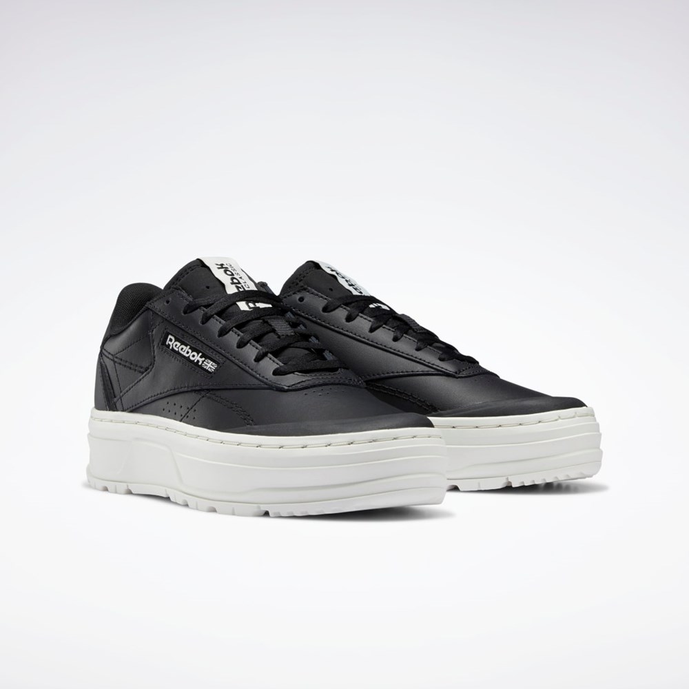 Reebok Club C Double GEO Shoes Mustat Mustat | XKTGSP-203
