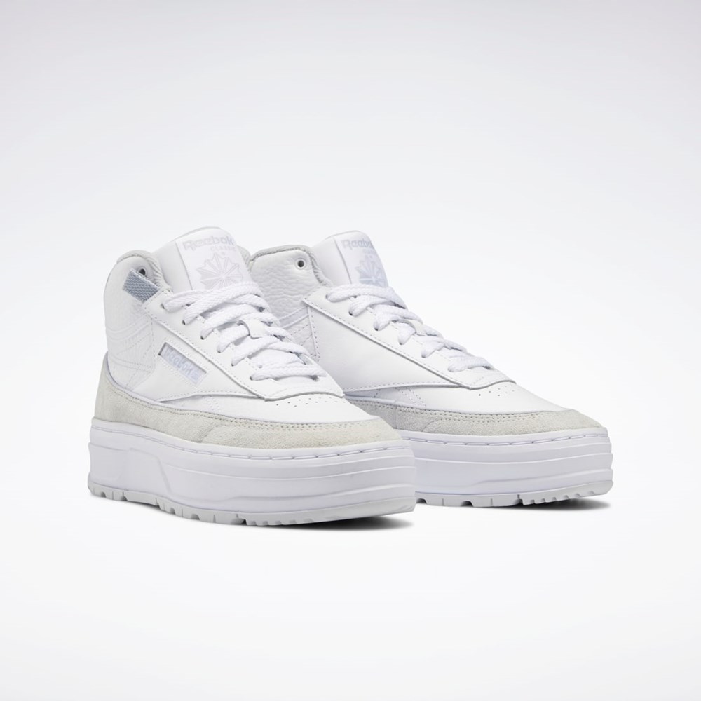 Reebok Club C Geo Mid Shoes Valkoinen Harmaat Harmaat | FOISLH-049