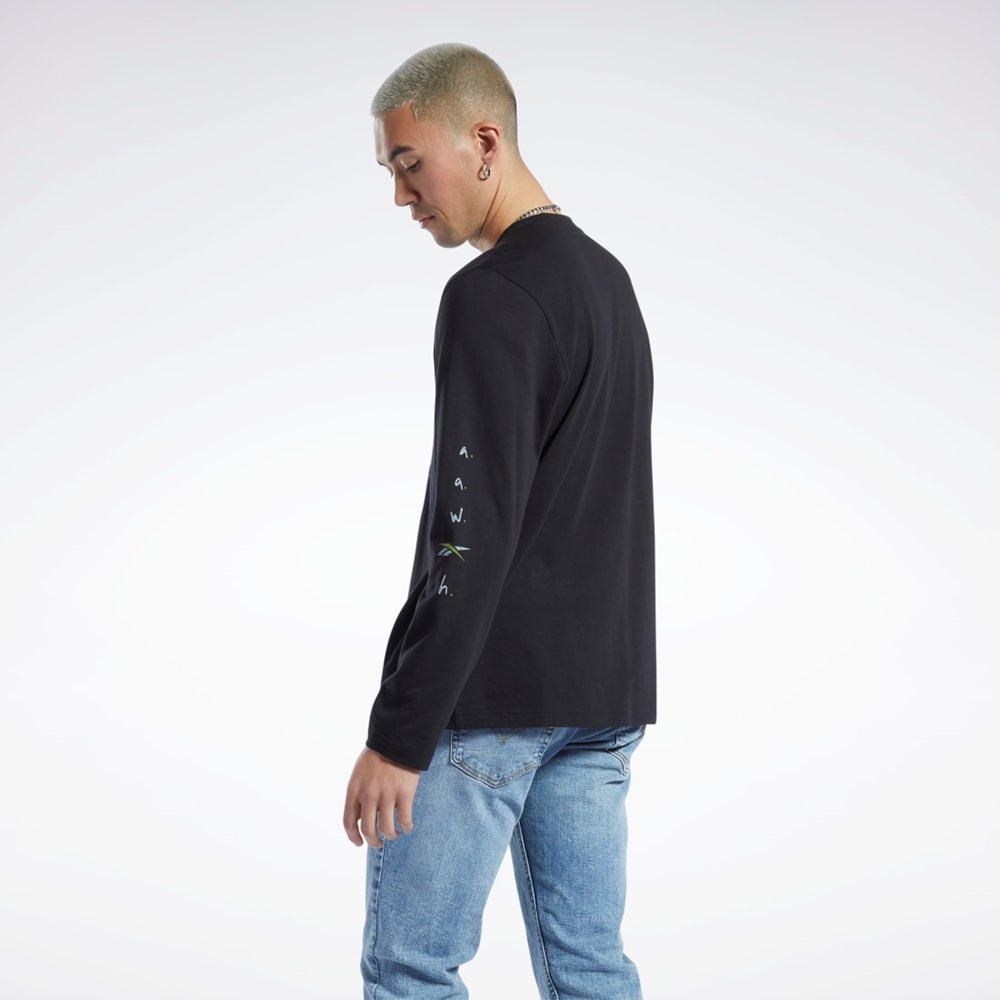 Reebok Graafinen Series Pre-Season Long Sleeve T-Shirt Mustat | JZQSAT-076