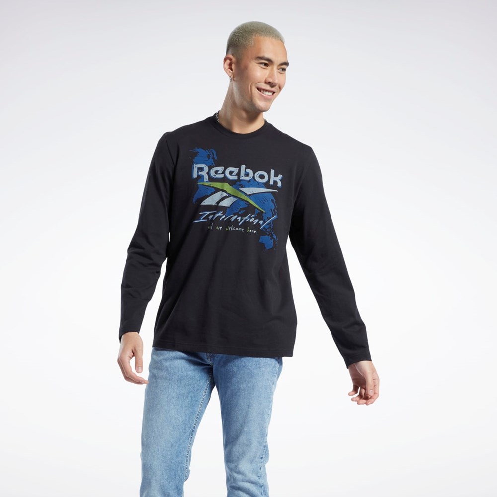 Reebok Graafinen Series Pre-Season Long Sleeve T-Shirt Mustat | JZQSAT-076