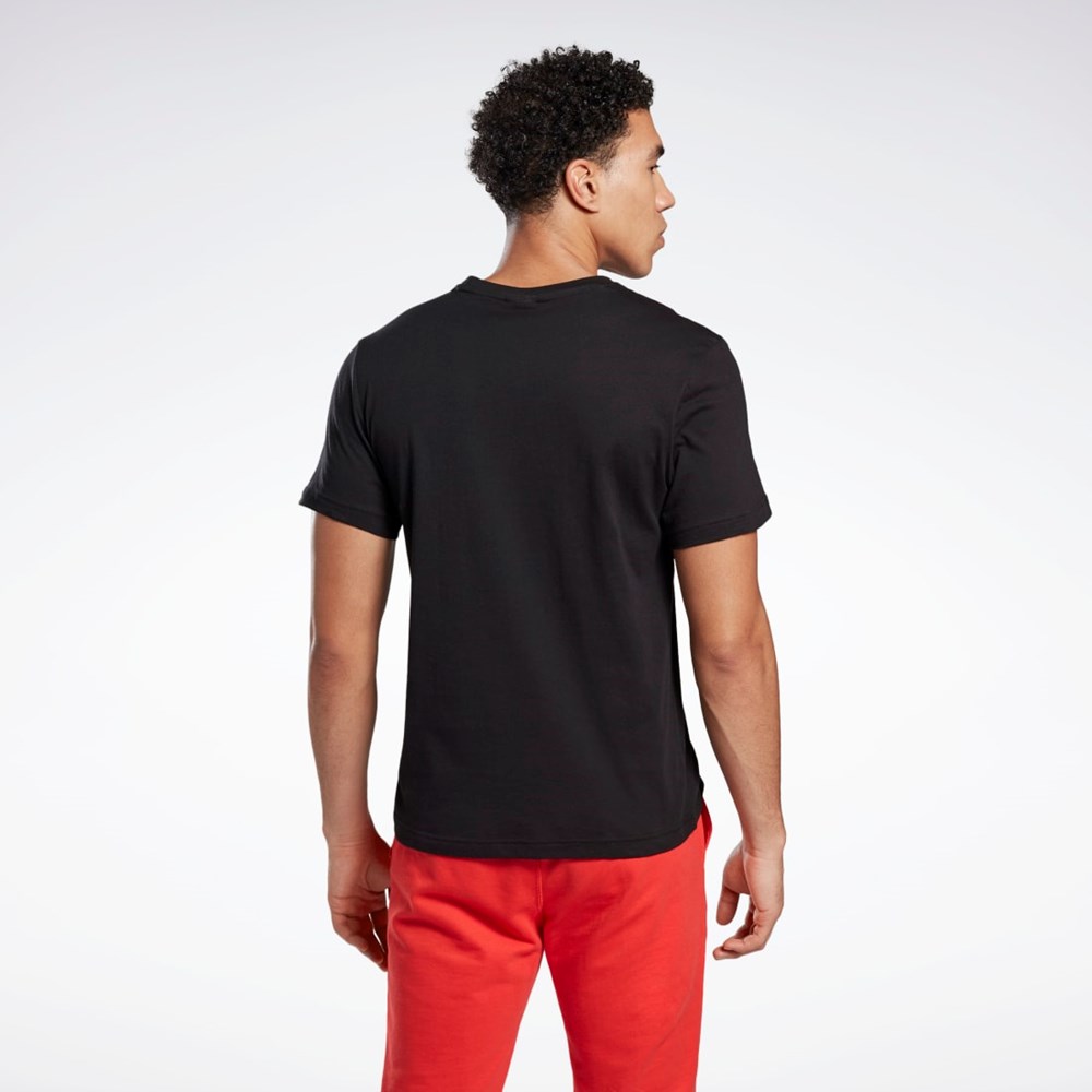 Reebok Graafinen Series Reebok Stacked Tee Mustat | FWZTBM-412