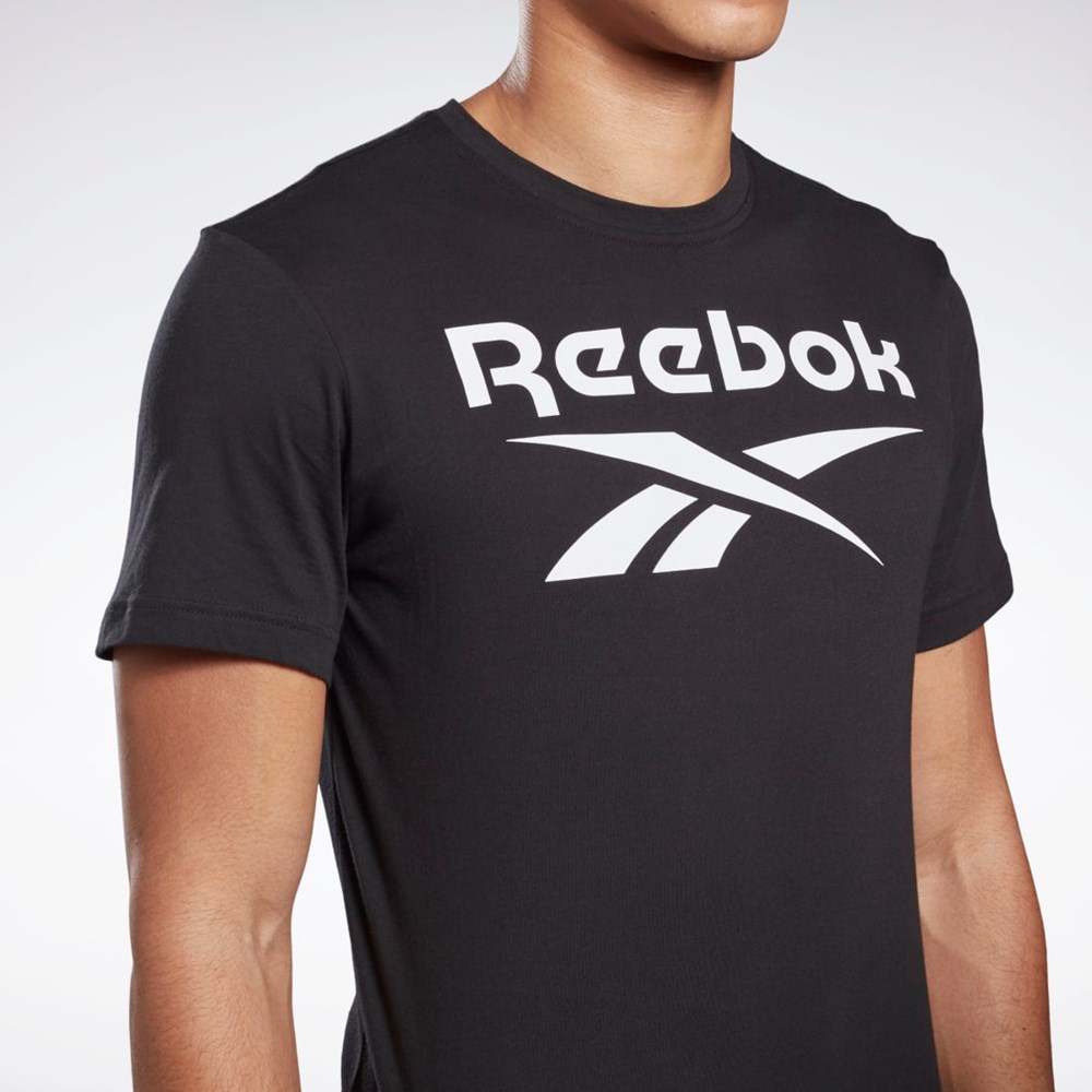 Reebok Graafinen Series Reebok Stacked Tee Mustat | FWZTBM-412