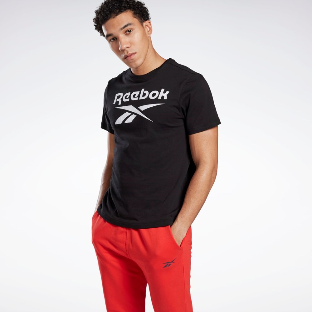 Reebok Graafinen Series Reebok Stacked Tee Mustat | FWZTBM-412