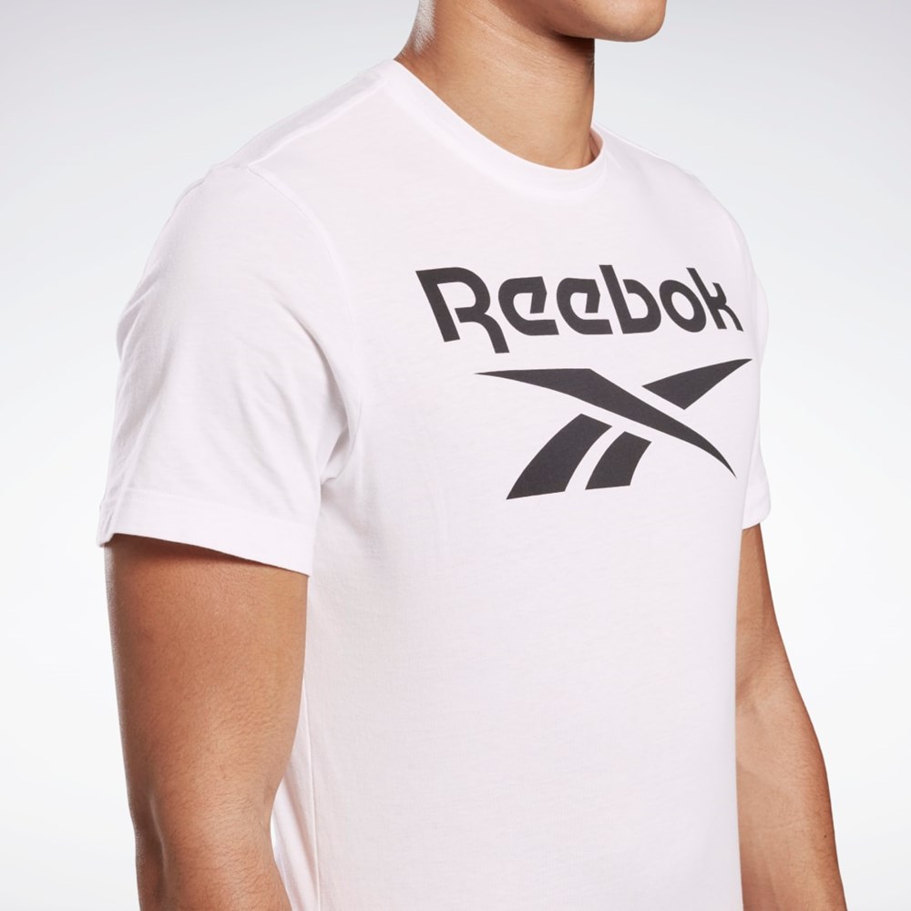 Reebok Graafinen Series Reebok Stacked Tee Valkoinen | MOWGZS-816