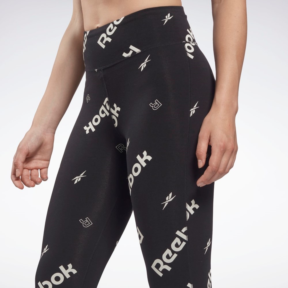 Reebok Identity Puuvilla Printed Leggings Mustat | VIROAF-682