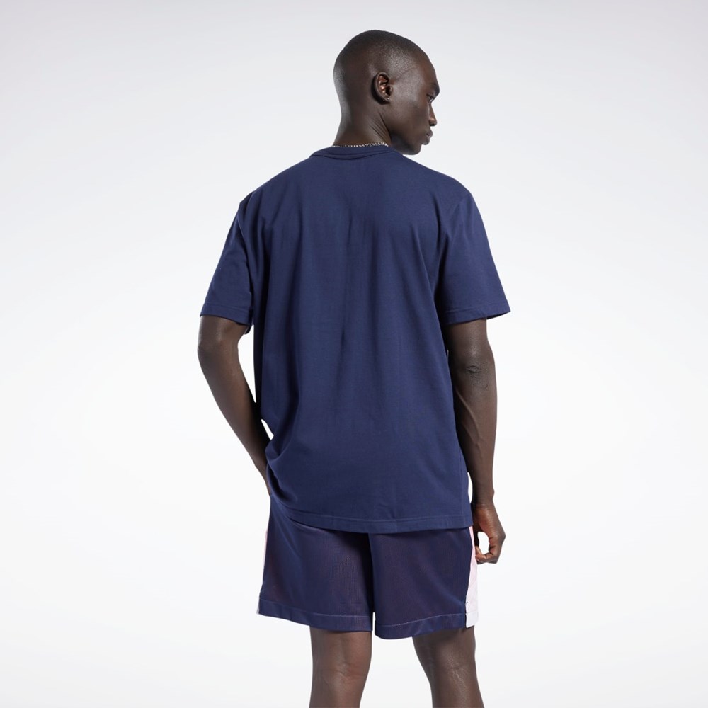 Reebok Iverson Basketball I3 Blue Print Lyhyt Sleeve T-Shirt Laivastonsininen | KIJOZL-387