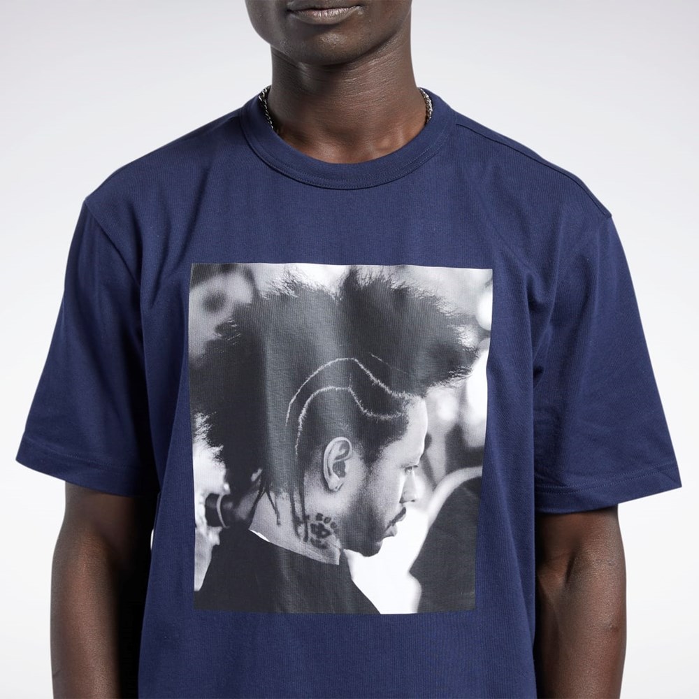 Reebok Iverson Basketball I3 Blue Print Lyhyt Sleeve T-Shirt Laivastonsininen | KIJOZL-387
