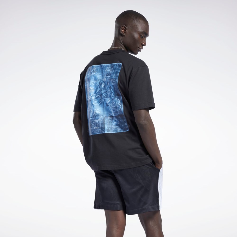 Reebok Iverson Basketball I3 Blueprint Lyhyt Sleeve T-Shirt Mustat | BDRYFU-465