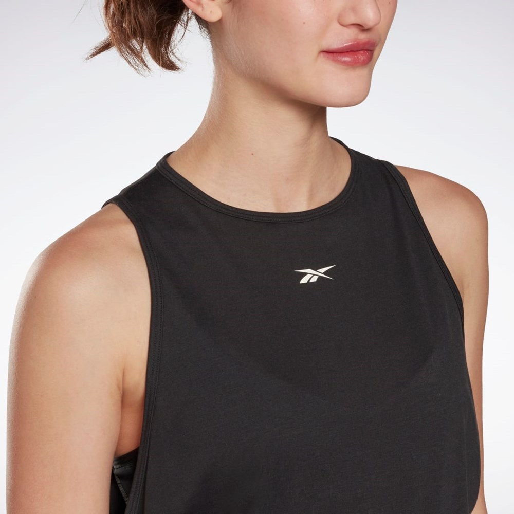 Reebok Jooga Long Tank Top Mustat | YIFDBL-549