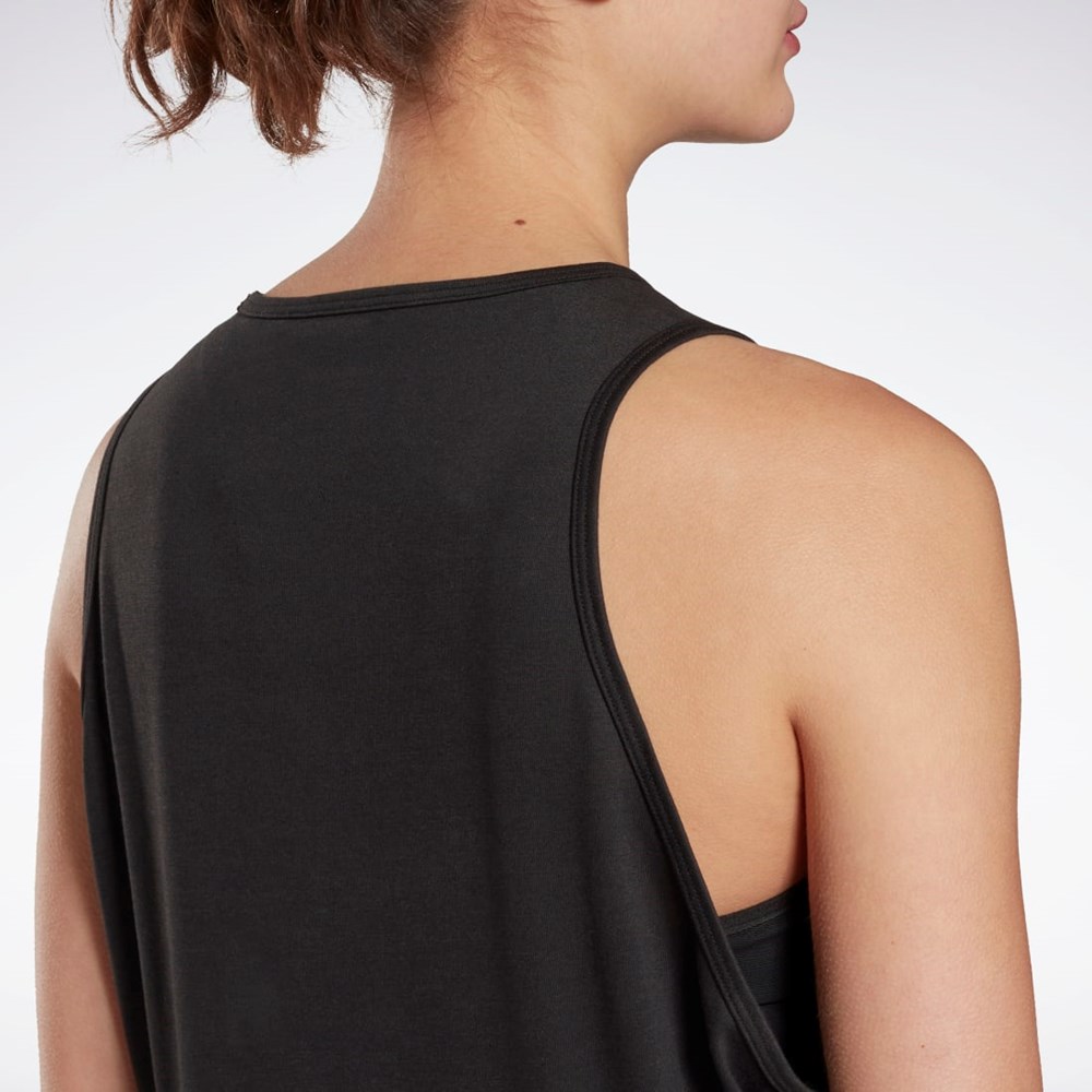 Reebok Jooga Long Tank Top Mustat | YIFDBL-549