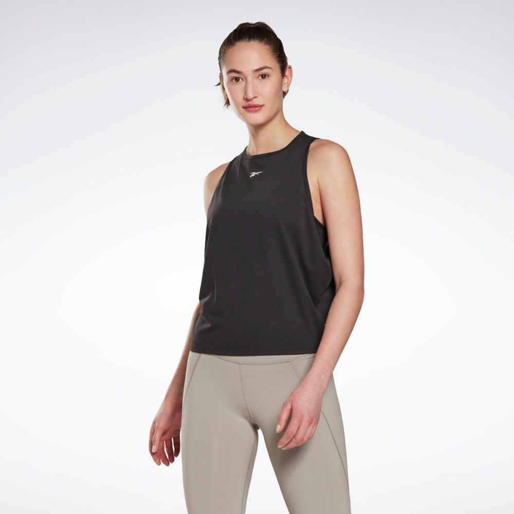 Reebok Jooga Long Tank Top Mustat | YIFDBL-549