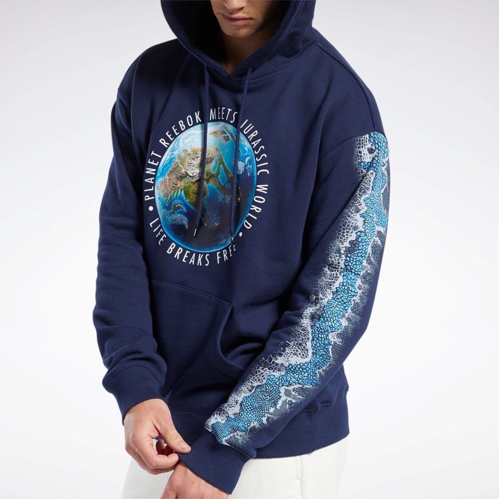 Reebok Jurassic World Graafinen Hoodie Laivastonsininen | UHPKOG-590