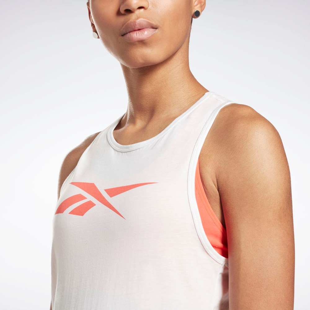 Reebok Koulutus Essentials Graafinen Tank Top Valkoinen Oranssi | LOEVGZ-492