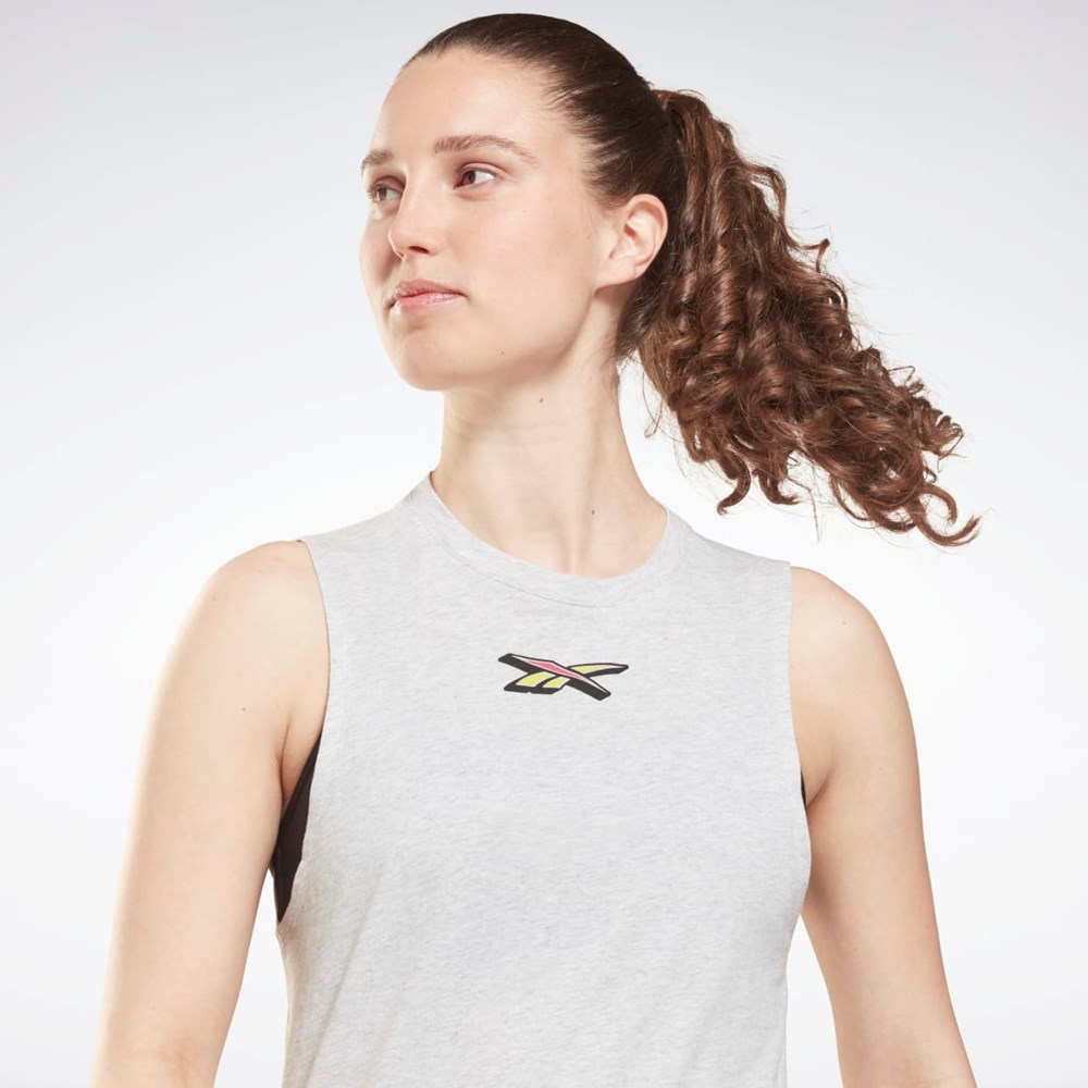 Reebok Koulutus Essentials Muscle Graafinen Tank Top Vaaleanharmaat | TEJWIG-307