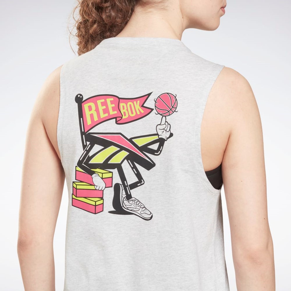 Reebok Koulutus Essentials Muscle Graafinen Tank Top Vaaleanharmaat | TEJWIG-307