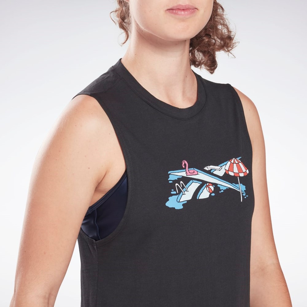 Reebok Koulutus Essentials Muscle Tank Top Mustat | MWGBEY-736