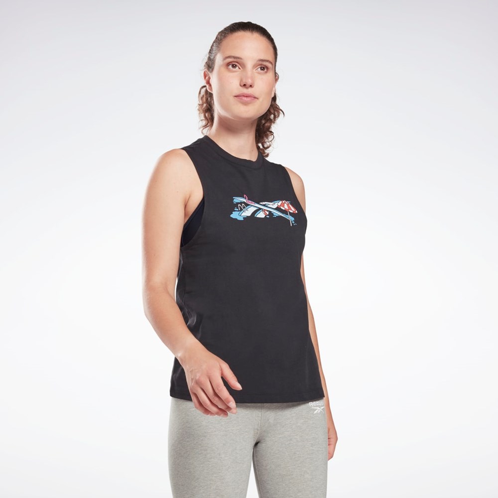 Reebok Koulutus Essentials Muscle Tank Top Mustat | MWGBEY-736