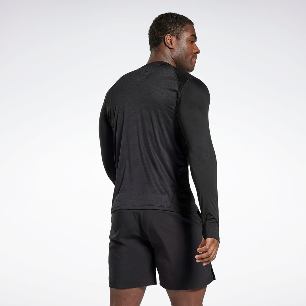 Reebok Koulutus Long Sleeve T-Shirt Mustat | ZWBEXV-345