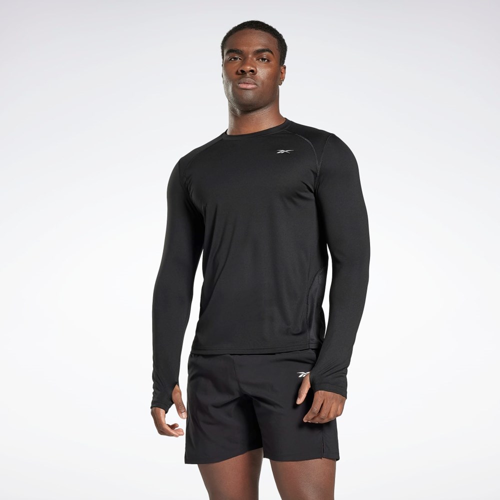 Reebok Koulutus Long Sleeve T-Shirt Mustat | ZWBEXV-345