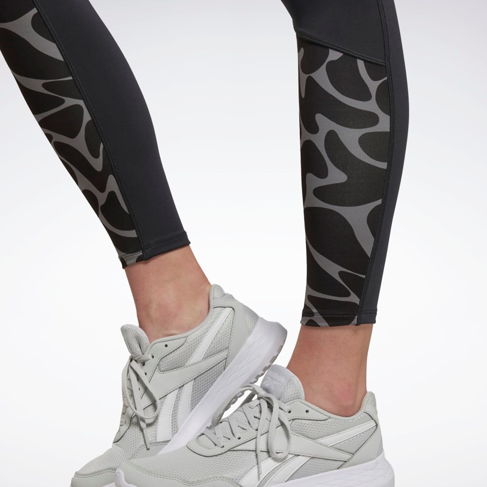 Reebok Koulutus Printed Leggings Mustat | BOIHSW-358