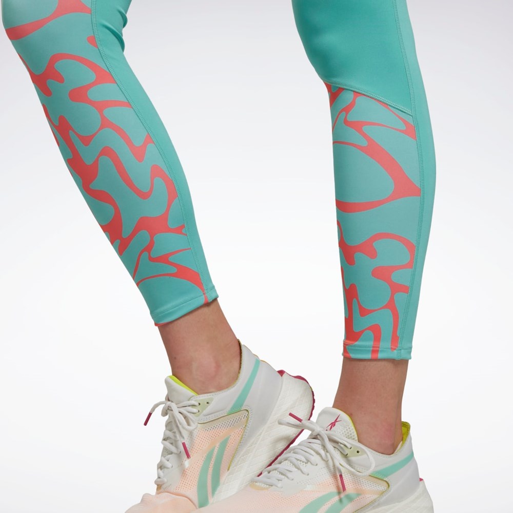 Reebok Koulutus Printed Leggings Semi Classic Teal | TGHXJO-547