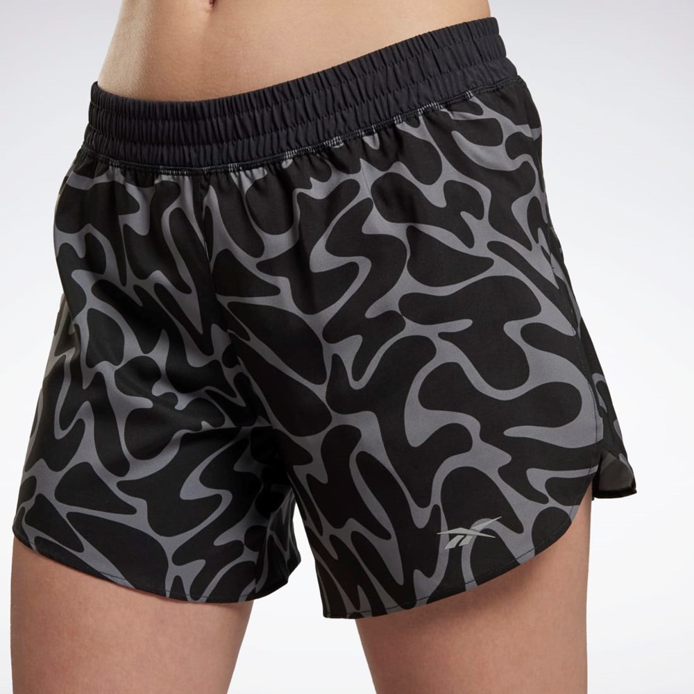 Reebok Koulutus Printed Shorts Mustat | SRWYGT-195