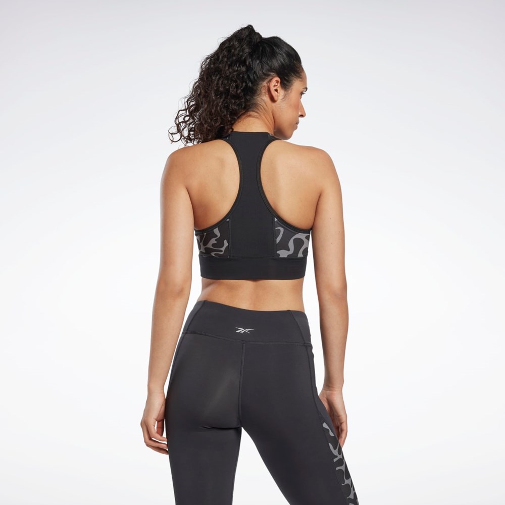 Reebok Koulutus Printed Sports Bra Mustat | FGNZQE-046