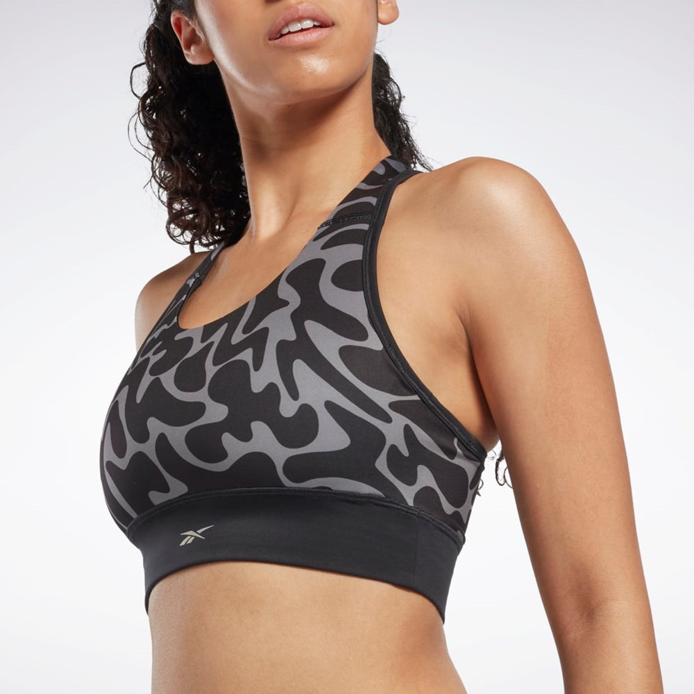 Reebok Koulutus Printed Sports Bra Mustat | FGNZQE-046