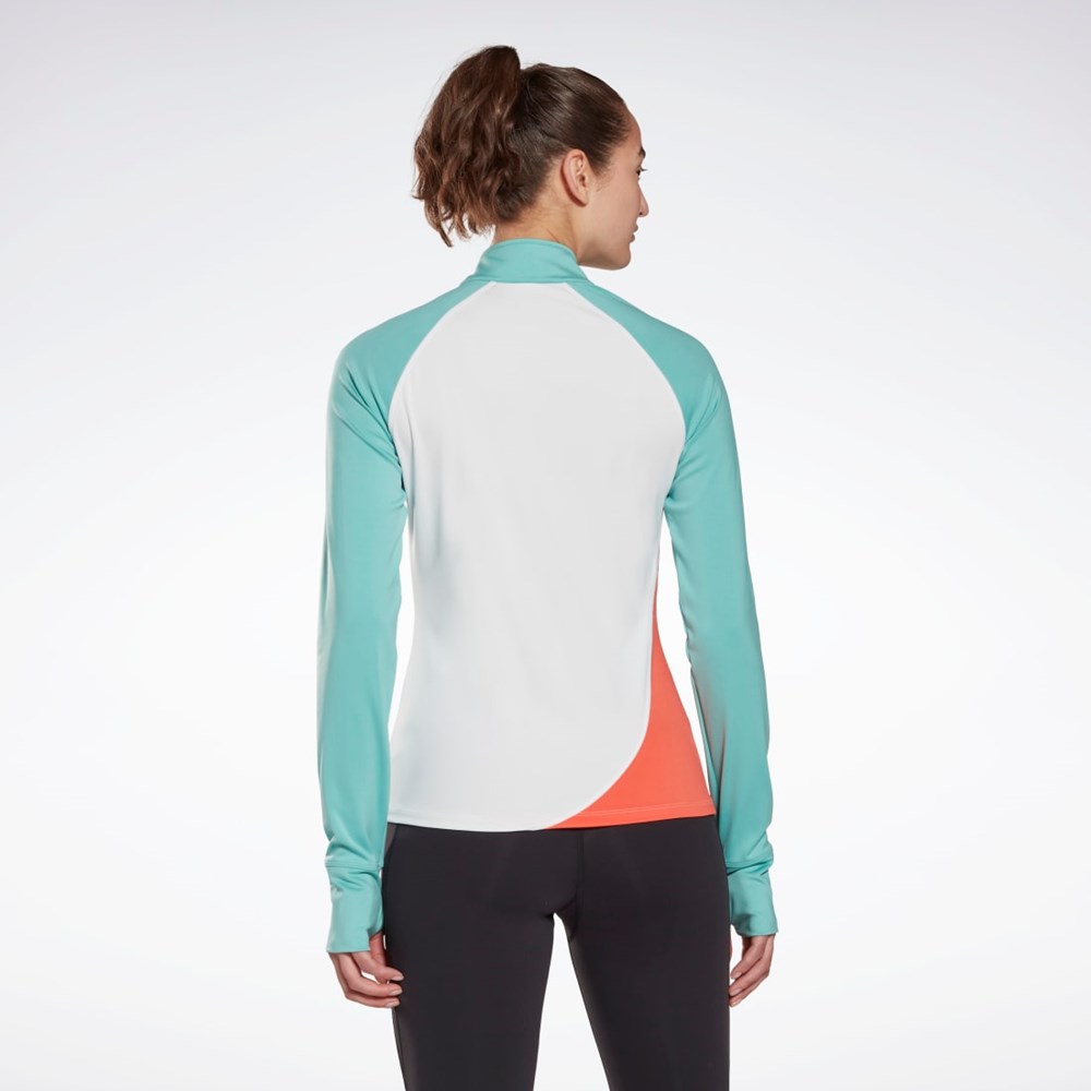 Reebok Koulutus Quarter-Zip Sweatshirt Valkoinen | KRGVMJ-762